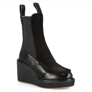 Rag & Bone Black Sloane Suede-Paneled Leather Wedge Ankle Boot